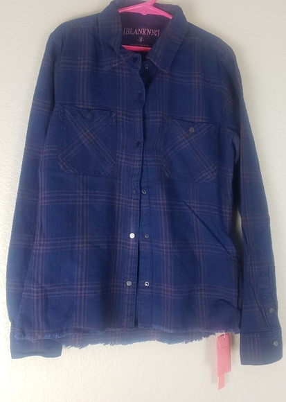 Blank NYC girl plaid button down long sleeve shirt - Picture 1 of 8